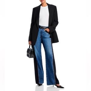 Veronica Beard Two-Tone Wide Leg Jeans in Blue and Black